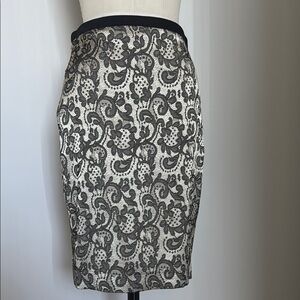 Black and White Embellished Pencil Skirt